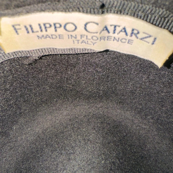Filippo Catarzi Black with knit multi colored brim end 100% wool made in Italy. - Picture 3 of 13